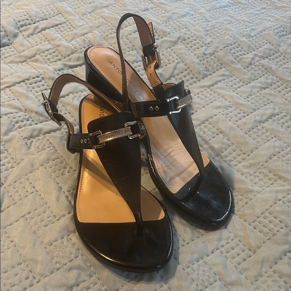 ANTONIO MELANI Black Leather Sandals